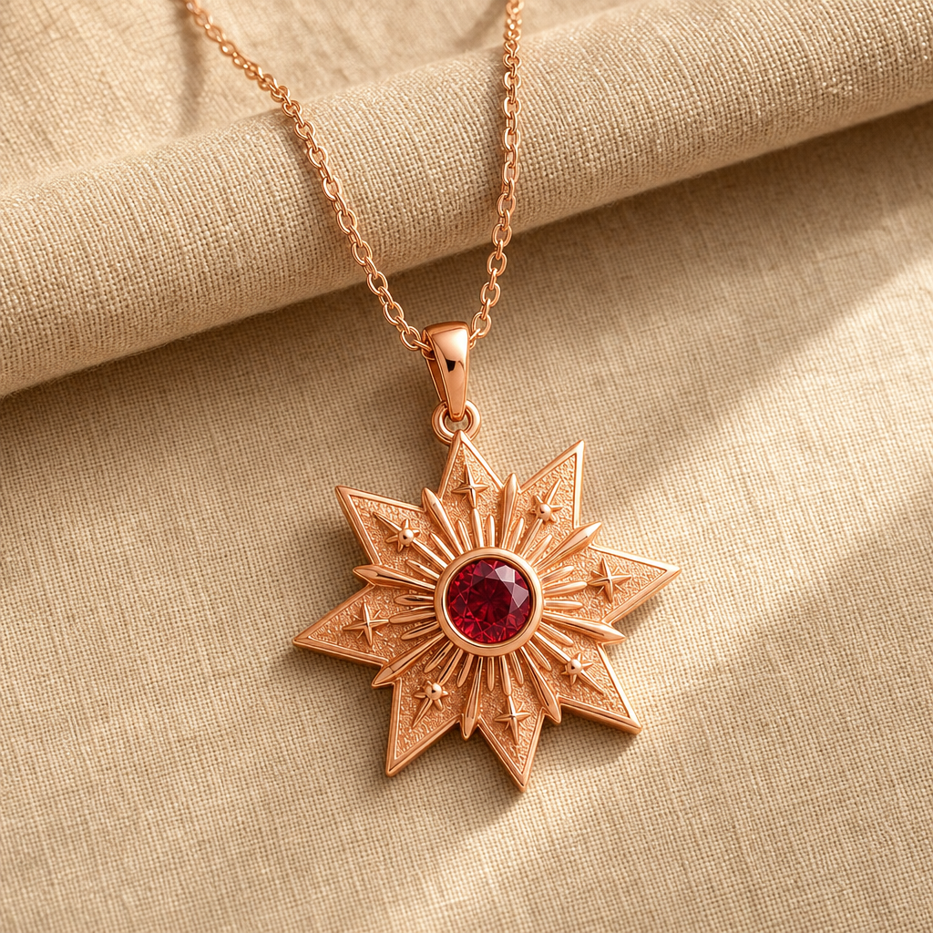 Gold Tone Starburst Necklace | Gift for Her | Celestial Sunburst Style | Birthday Gift